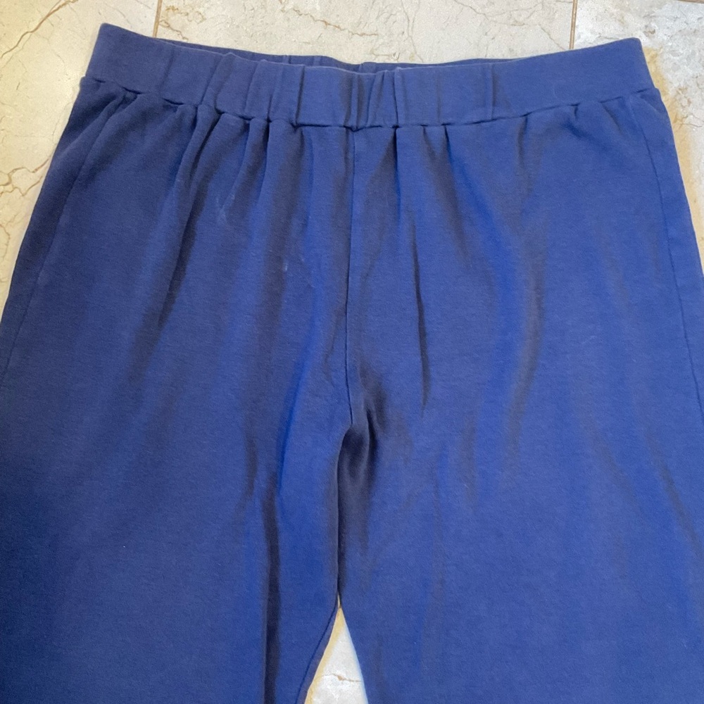 Air France Lounge Pants, Cropped, Blue, Drawstring Waist Soft Cotton Womens Sz M - Picture 2 of 6